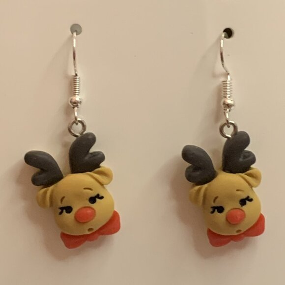 Reindeer Earring, Christmas Earring, Rudolph Earring, Gift Idea, Holiday Earring - Picture 2 of 10